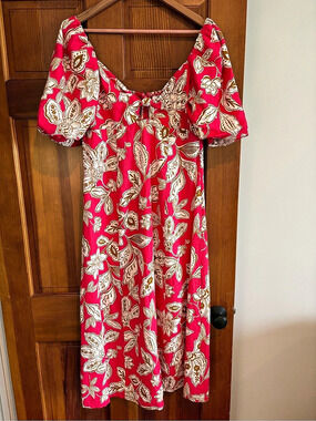Every Style Evotralin Floral Midi Dress in Pink Size Large